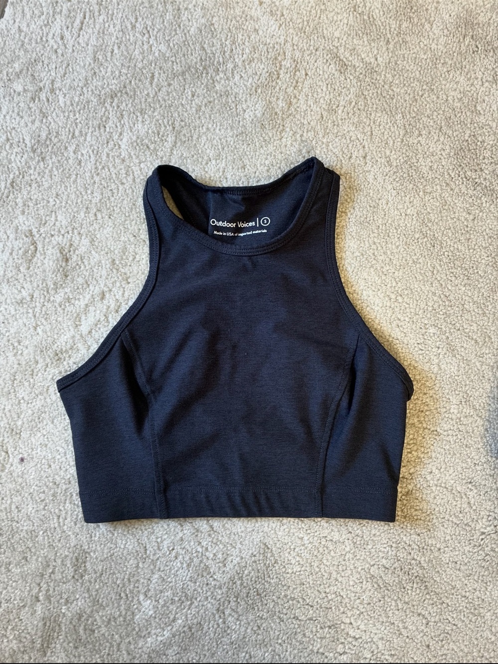 Outdoor Voices Black High-Neck Crop Top